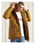 Superdry Mens Rookie Down Parka Coat - Tan Cotton Size Small