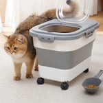 Plastic Cat Dry Food Box Collapsible Pet Food Storage Barrel  For Dogs Cats