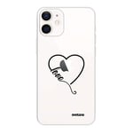 Evetane Coque Compatible avec iPhone 12 Mini Souple Silicone Solide Ultra Resistant Fine Protection Housse Etui Transparente Coeur Love Motif Tendance