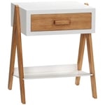 Scandi Soffbord/Sängskåp Vit/Natur 45x35x54,5cm