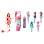 Barbie Pop Reveal Série Fruit, Poupée Aux Cheveux Rouge Changeant De Couleur & Coffret Poupée Color Reveal Série Rainbow Galaxy avec 6 Surprises, Éclat Céleste