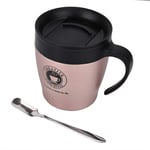 Coffee Mug, Stainless Steel Insulated Coffee Mug Water Cup with Spoon and Lid for Office Travel(Rose Gold)