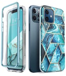 i-Blason Cosmo Series Case for iPhone 12, iPhone 12 Pro 6.1 inch (2020 Release), Slim Full-Body Stylish Protective Case with Built-in Screen Protector (Ocean)
