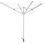 Kleeneze KL064363EU Rotary Clothes Airer – Outdoor Washing Line With Ground Spike, Folding Laundry Drying Rack, 60 M Drying Space, 4-Arm Umbrella System, Holds 15 kg of Washing, Steel Frame, Pink/Grey