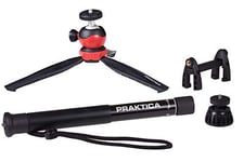 Praktica Desktop Tripod & Monopod Kit for Photography, Cameras inc GoPro, Phones inc iPhone, Samsung Galaxy, Huawei, Google Pixel, Xiaomi, Web Cams, Ring Lights & more