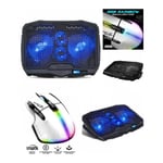 Refroidisseur Spirit of gamer AIRBLADE 600 pour PC Portable Notebook 17"ports 2 USB LED bleue Airblade + Souris Gamer Blanche 12800d