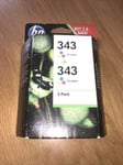HP 343 Tri Colour Printer Ink Cartridges (Twin Pack) Genuine