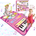 2-i-1 Musikmatta Present till Flickor Barn Leksaker 3-6 År Gamla Flickor Pojkar, Pedagogiska Musikleksaker för 3-6 År Gamla Flickor Pojkar