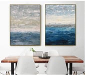 YHSM Blue Ocean Modern Abstract Line Psychedelic Canvas Paintings Wall Art Pictures Posters Prints Living Room Home Decor 50x70cm No Frame