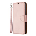 for Samsung Galaxy A52s 5G/A52 5G/A52 4G Case, Shockproof Litchi Pattern Premium Leather Flip Wallet Phone Case TPU Gel Bumper Protective Cover with Magnetic Stand Card Slots ID Holder - Rose Gold