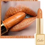 OULAC Metallic Shine Glitter Lipstick, Orange Gold High Impact Lipcolor, Lightwe