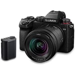 Panasonic LUMIX DC-S5 S5 Full Frame Mirrorless Camera body, 4K 60P Video Recording with Flip Screen and Wi-Fi, 20-60 mm Lens, 5-Axis Dual I.S, (Black), Plus Additional Battery Pack [Amazon Exclusive]