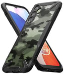 Ringke Compatible avec Coque Samsung Galaxy A14 4G / 5G [Fusion-X] Antichoc Protection [Militaire Défense] Résistant aux Rayures Polycarbonate Solide Rigide TPU Bumper - Camo Black