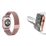 Kit Bracelet Milanese Loop Fermoir Magnétique + Coque 360° Impact Protection Apple Watch Series 5 - 40mm - Rose