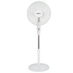 16 Inches Oscillating Stand Fan Indoor Round Base 3 Speed Levels Grill Silent Smooth Compact UK Plug (White)
