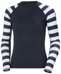 Helly Hansen Waterwear Rashguard Women badtopp Navy Stripe-599 XS - Fri frakt