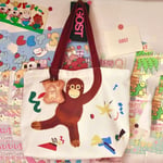 Shopping Bag Monkey Shoulder Bag Double Sided Student Handbags  Work