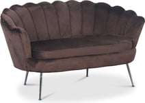 Skånska Möbelhuset Kingsley 2-sits soffa brun sammet med kromade ben