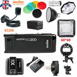 UK Godox 2.4 TTL HSS AD200 Flash+AD-S7+AD-S11+EC200 Head+X1T-C Trigger for Canon