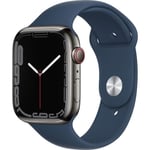 Apple Watch Series 7 GPS + Cellular - 45mm - Boîtier Graphite Stainless Steel - Bracelet Abyss Blue Sport