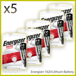 5 x Energizer 1620 CR1620 3V Lithium Coin Cell Battery DL1620 1620 Longest EXP