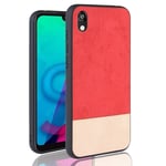 LLLi Mobile Accessories for HUAWEI Shockproof Color Matching Denim PC + PU + TPU Protective Case for Huawei Y5 (2019) / Honor 8S(Black) (Color : Red)