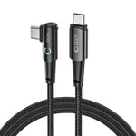 Tech-Protect Ultraboost Vinklet USB-C til USB-C Kabel 60W/6A 2m - Svart