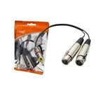 Trade Shop Traesio - Cable Adaptateur Audio Jack 3.5mm Male Vers 2 Xlr Femelle Stereo Microphone Kl-9249