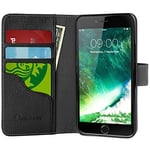 i-Blason iPhone 7 Case, Leather [Wallet Case] for Apple iPhone 7 2016 Release with [Kickstand] Folio Cover with Credit Card ID Holders (Black)