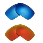 Walleva Two Pairs Polarized Lenses For Oakley Turbine - Fire Red + Ice Blue