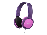 Philips Kids SHK2000PK - Hörlurar - på örat - kabelansluten - 3,5 mm kontakt - ljudisolerande - lila, rosa