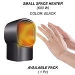 Small Black Fan Heater Home Office Electric 600W Vertical Silent Heater