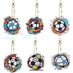 6st DIY 5D färgglad fotboll diamond painting nyckelring kit D