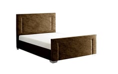 TULIP BED FRAME WITH MATTRESS Upholstery Bed Frame, Fabric, Chocolate, Double