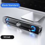 USB Filaire Puissant Ordinateur Haut-Parleur Stéréo Subwoofer Basse Haut-Parleur Surround Sound Box Pour PC Portable Téléphone Tablette MP3 MP4, USB Filaire Noir