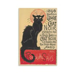 WSDSX Chat Noir Réouverture 1896 retro Vintage Poster and Prints Canvas Wall Art Gifts home Decor posters 16x24inch(40x60cm)