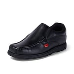 Kickers Junior Boy's Fragma Slip On Moc Toe Comfortable Leather Shoes, Black, 1 UK