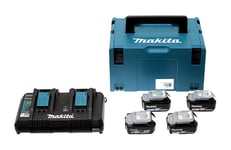 Makita - Pack de 4 Batteries 5Ah BL1850 - DC18RD - Chargeur double - Coffret Makpac - Référence 197626-8