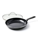 GreenPan, Memphis Ceramic Non-Stick Frying Pan with Lid - 28 cm, Black