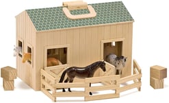 Melissa and Doug 13704 Fold and Go Stable wooden Horse toy set horses play set