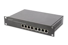 DIGITUS Commutateur PoE+ Gigabit Ethernet – 10 pouces – 8 ports – L2+ Managed – IEEE 802.3at – puissance 80 Watt – noir
