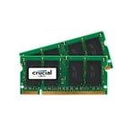 Crucial 4GB DDR2 SODIMM, 4 Go, 2 x 2 Go, DDR2, 800 MHz, 200-pin SO-DIMM, Vert