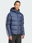 adidas Essentials Midweight Down Hooded Jacket - Blue, Blue, Size Xs, Men