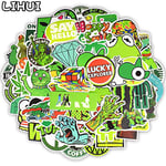 50 PCS Green Trendy Sticker Cartoon Stickers Classic Toys for Children to DIY Skateboard Luggage Laptop Fridge Bicycle Car Decal