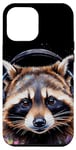 iPhone 12 Pro Max Raccoon Headphones Music Colorful Animal Art Print Graphic Case
