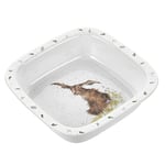 Portmeirion Home & Gifts WN0556-XL Wrendale Square Dish (Hare), Bone China, Multi Coloured, 25.5 x 25.5 x 7 cm