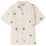 garbo&friends Seersucker Kortärmad Skjorta Azulejos Emerald | Vit | 86/92 cm
