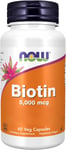 Now Foods, Biotin, 5000Mcg, Vitamin B7, High Dose, 60 Vegan Capsules, Gluten Fre