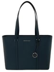 Michael Kors Navy Dark Blue Tote Bag Top Zip Saffiano Leather Large Sady Handbag