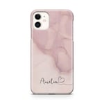 Personalised Watercolour Marble Name with Heart Phone Case for Apple iPhone 11-1. Pastel Pink Marble